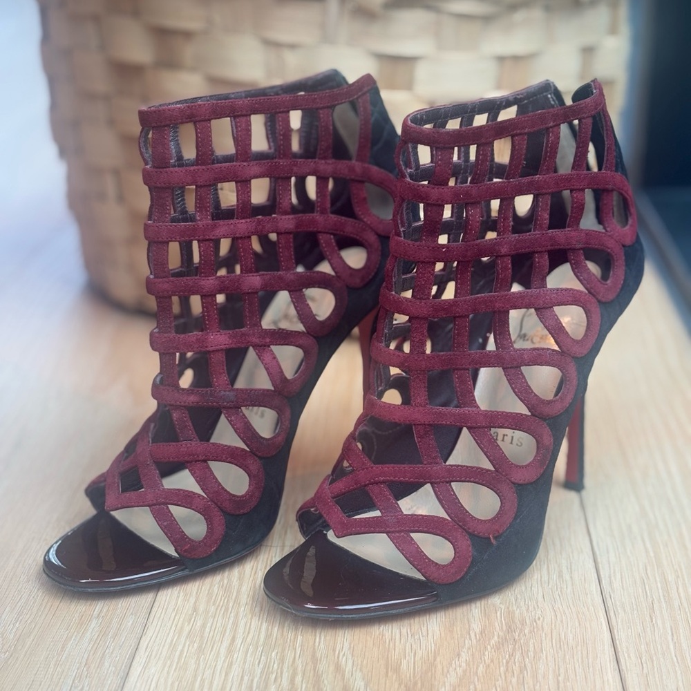 Elegant Burgundy Christian Louboutin Strappy Heels